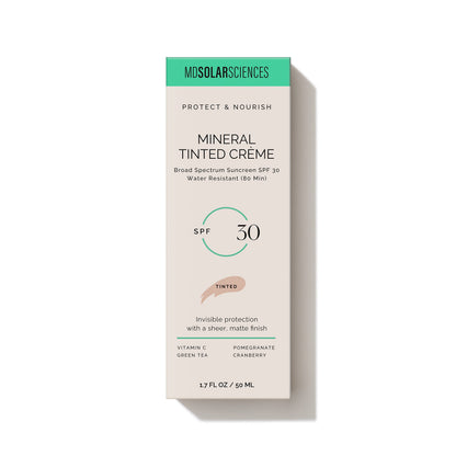 MDSolarSciences Mineral Tinted Crème Sunscreen SPF 30 | Water-Resistant, Broad Spectrum UV Protection | Blendable Micronized Zinc Oxide Cream | Natural Matte Finish for All Skin Types (1.7 Fl Oz)