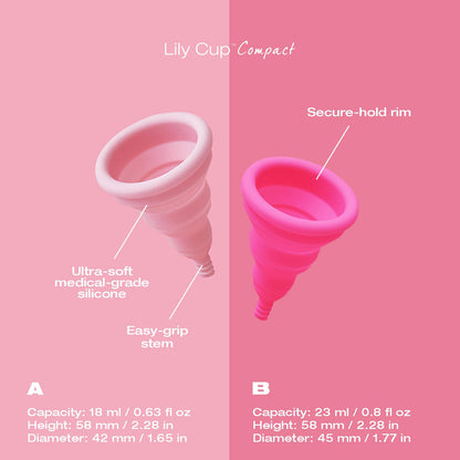 Intimina Lily Cup Compact - Small Menstrual Cup with Flat-fold Compact Design, Disposable Menstrual Cups, Period Cup Reusable (A)