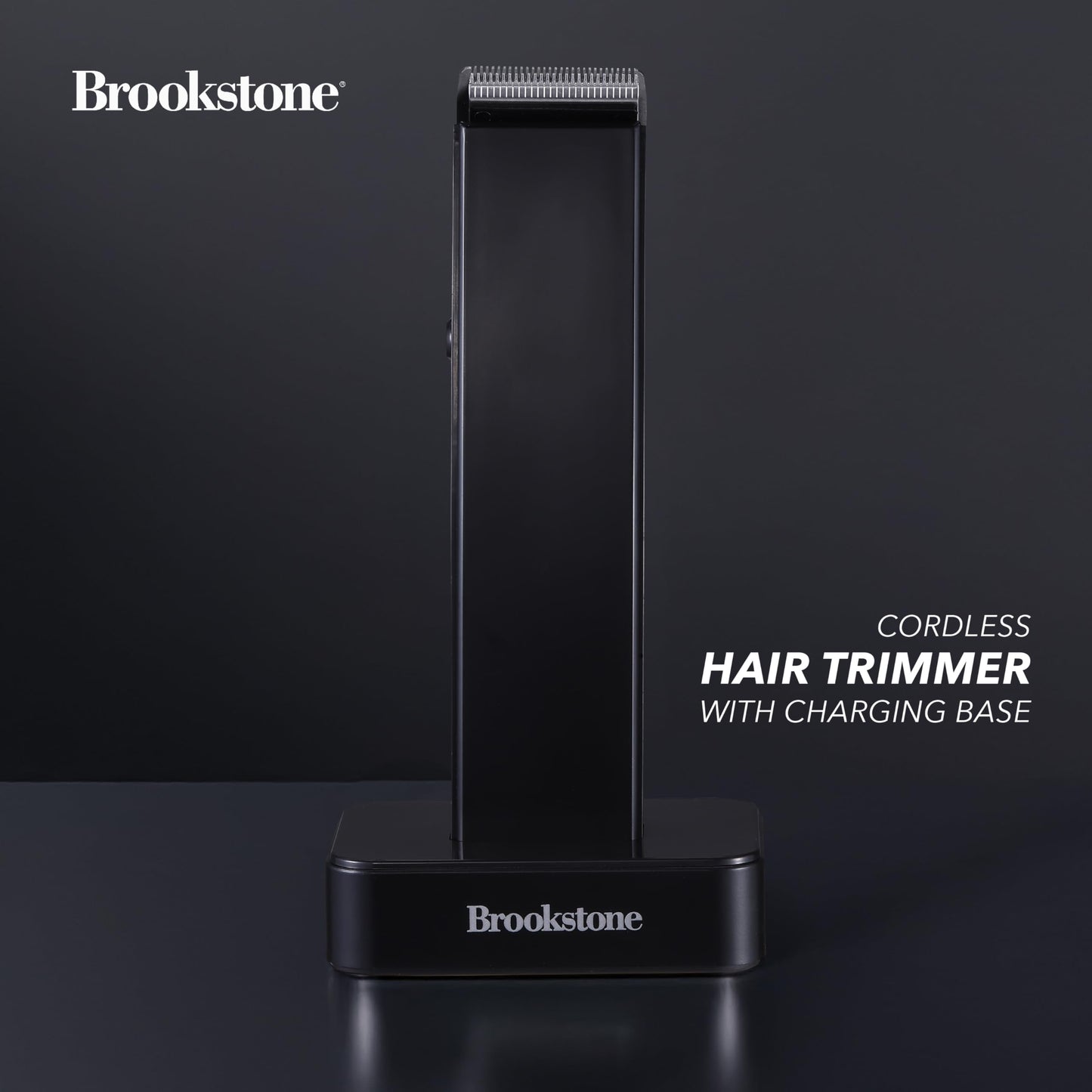 Brookstone - Cordless Hair Trimmer with Charging Base, Precision Grooming for Hair, Beard & Body with Adjustable Guide Combs
