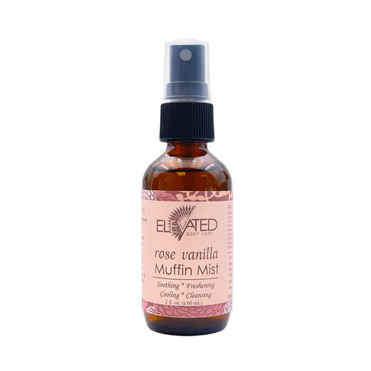 ELEVATED Muffin Mist – Natural Feminine Spray| 5 Scents | Yoni Oil | Vegan | Herbal Infused Oil helps Soothe Vaginal Dryness, Itch, Soreness, Odor | Feminine Hygiene | Postpartum (Rose Vanilla)