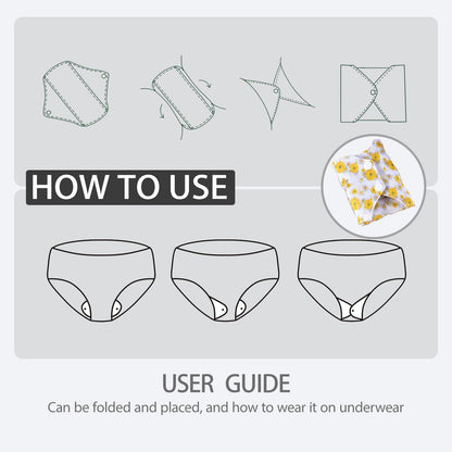 AIO Reusable Washable Cloth Menstrual Pads Sanitary Pad 8 pcs Pads and 2 Mini Wet Bag