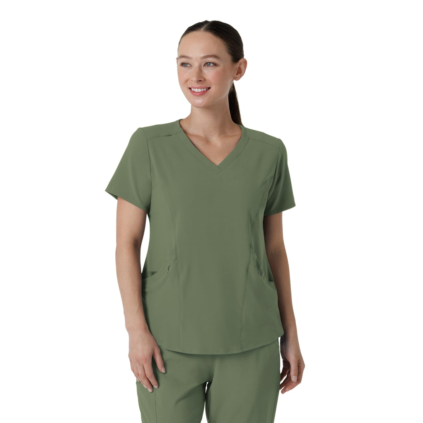 WonderWink Renew Women's V-Neck Scrub Top, Olive, XL