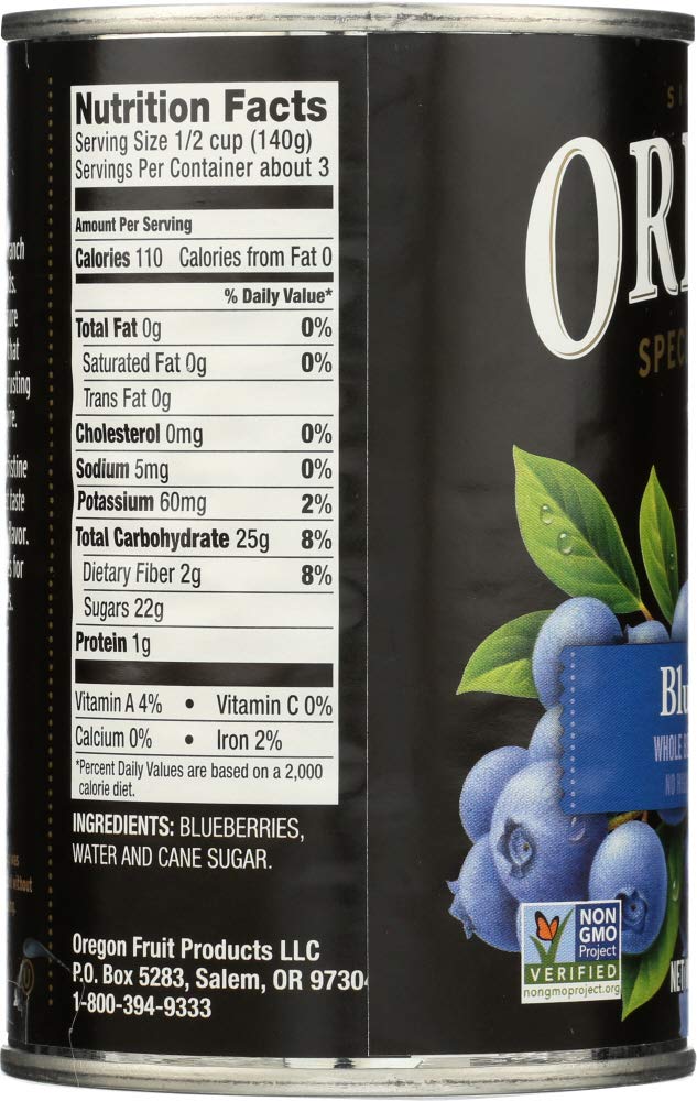 Oregon Fruit Products Blueberries in Light Syrup, 15 oz (4 pack)