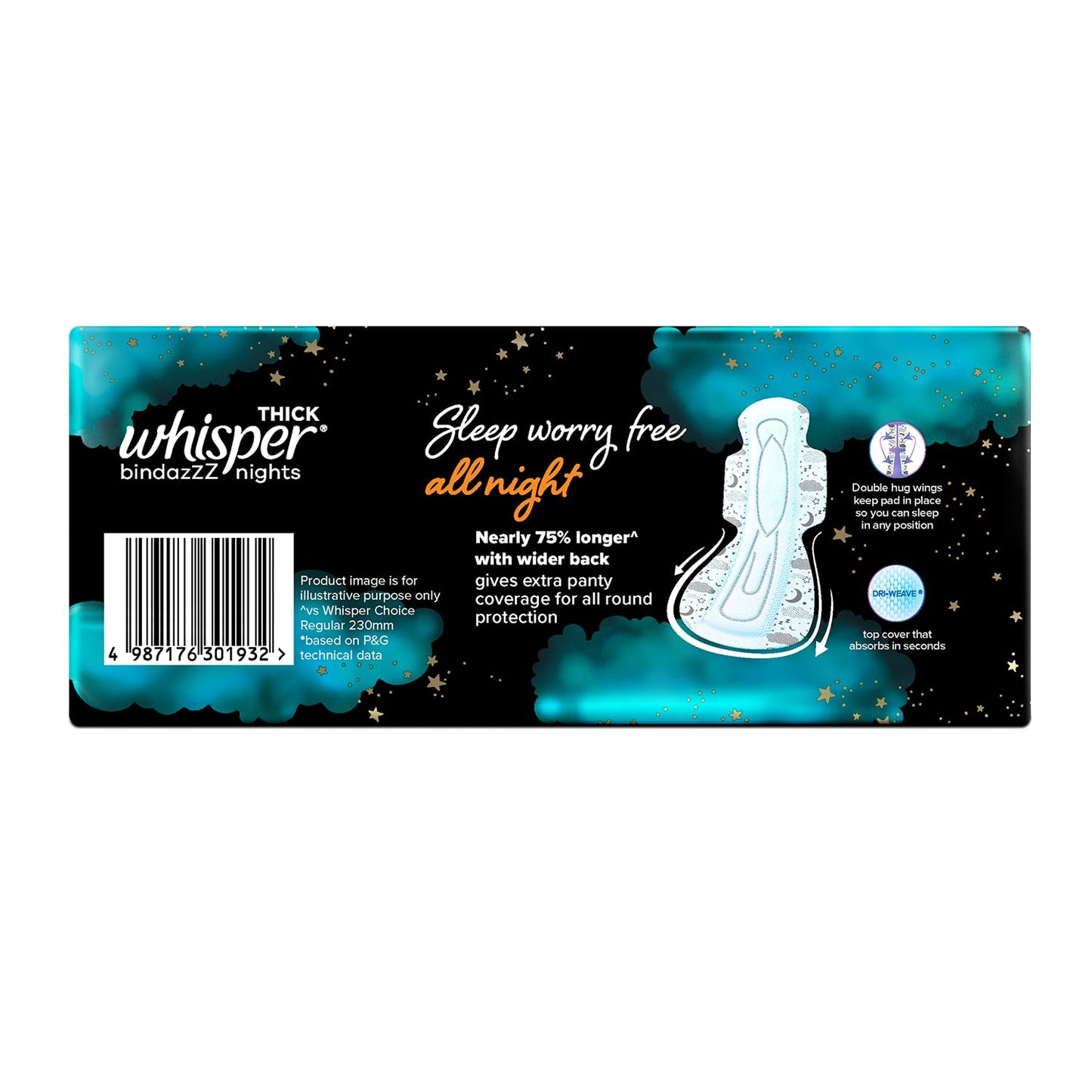 Whisper Ultra Nights Sanitary Pads XXXL Wings 10 Pieces Pack