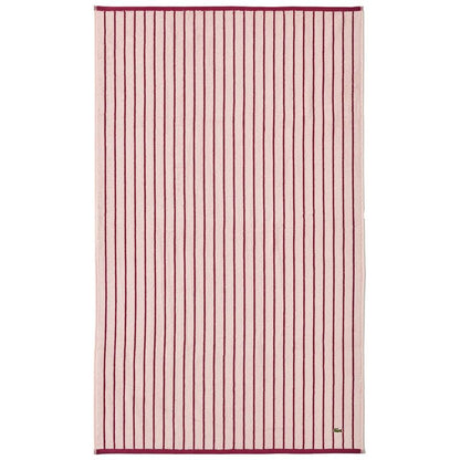 Lacoste Centre Mark Towel — 100% Soft Cotton Jacquard Stripe Design, Lightweight, Absorbent & Durable, Quick Drying, Pink, 13"x13" Wash Cloth