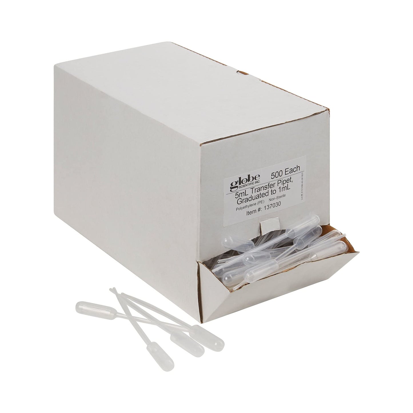 Globe Scientific LDPE Transfer Pipette 5 mL 0.25 mL Graduation Increments 3.4 mL Draw Volume 5000 pcs