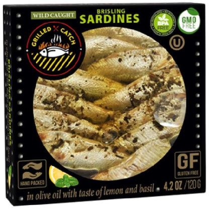Grilled Catch - Canned Sardines Variety Pack 5 Flavor Sampler European Wild Caught Brisling Sardines in Olive Oil, 4.2 oz Sustainable seafood, Kosher, Hand Packed in Latvia