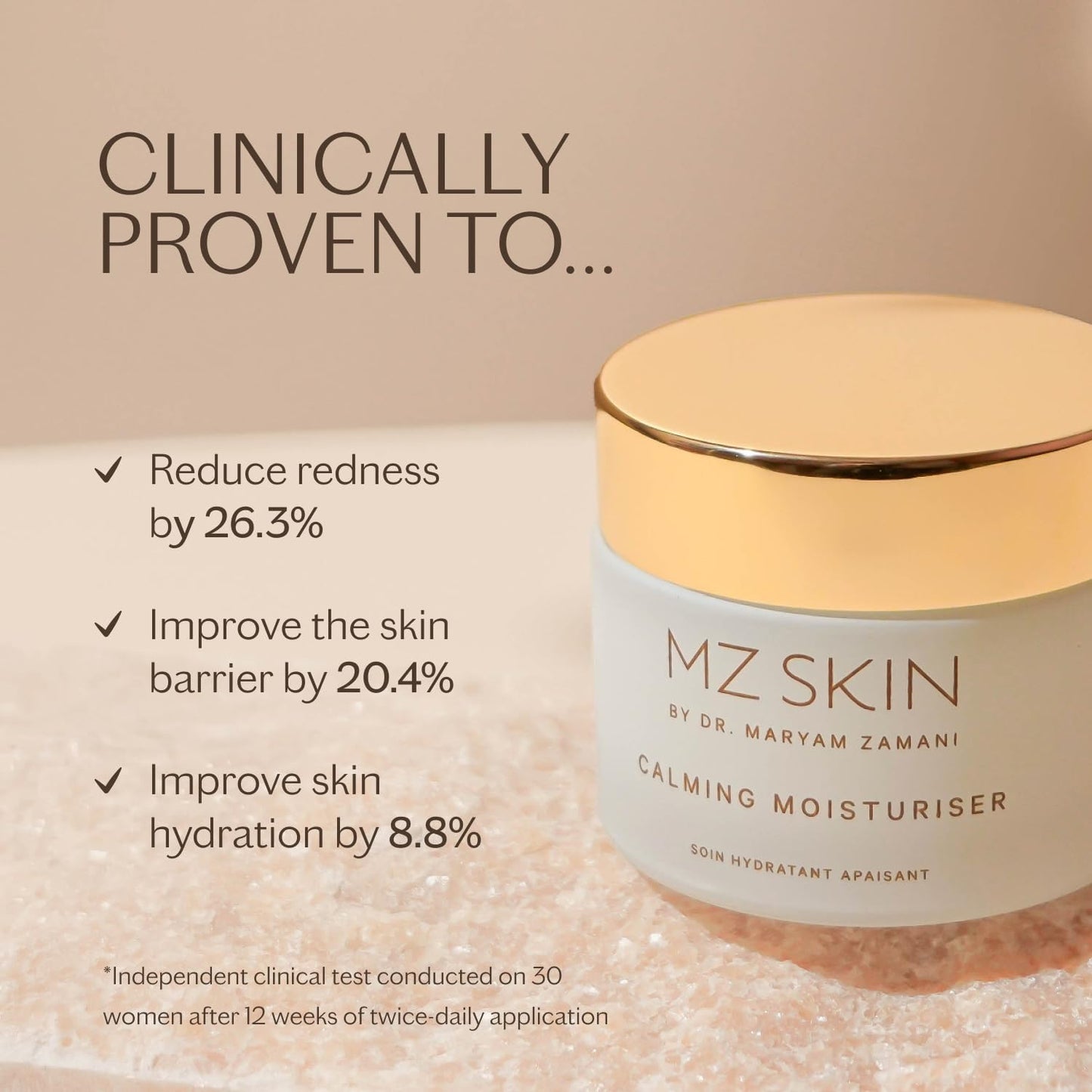 MZ SKIN Calming Moisturizer 1.69 fl oz - Prebiotic-Enhanced Daily Hydrating, Soothing Face Cream with Squalane & Centella Asiatica Cica for Sensitive Redness Prone Skin, Fragrance Free
