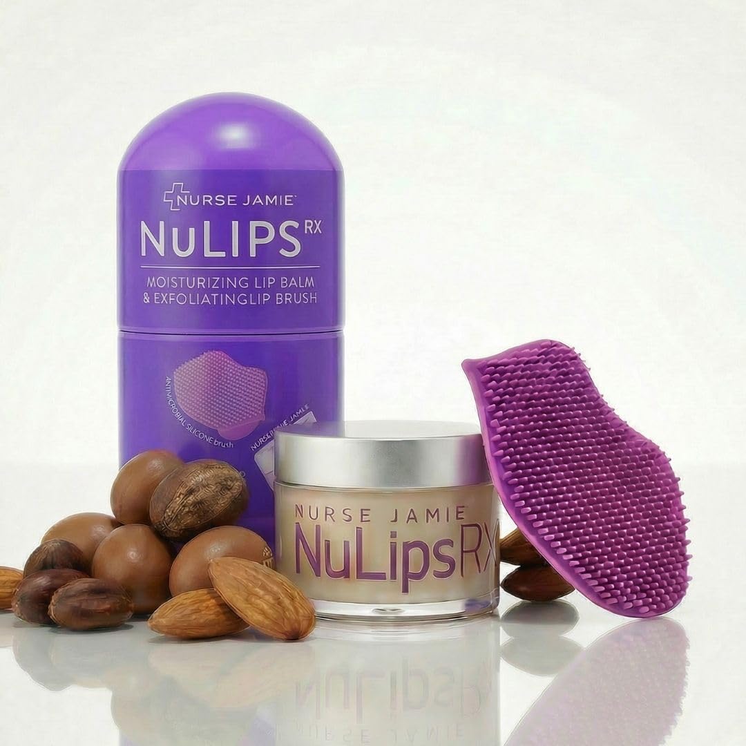 Nurse Jamie NuLipsRX Lip Treatment System – Exfoliating Silicone Brush & Hydrating Balm with Hyaluronic Acid