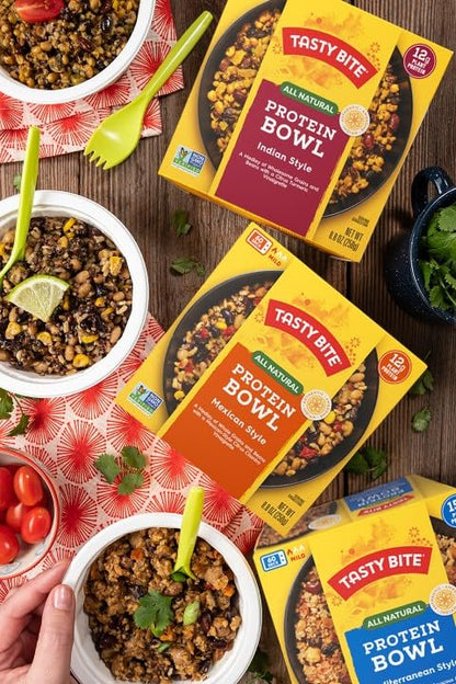 Tasty Bite Bowls Variety, Pack of 6, Mexican Protein, Mediterranean Protein, Indian Protein, Chickpea Biryani, Smoky Paneer Biryani, Vegetable Biryani