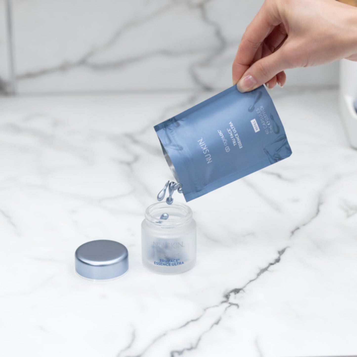 Nu Skin ageLOC Tru Face Essence Ultra Refill Pouch | Skincare Serum to Support Contoured & Youthful Appearance | 60 Convenient Capsules for Instant Firming, Skin Tightening & Contour Enhancement