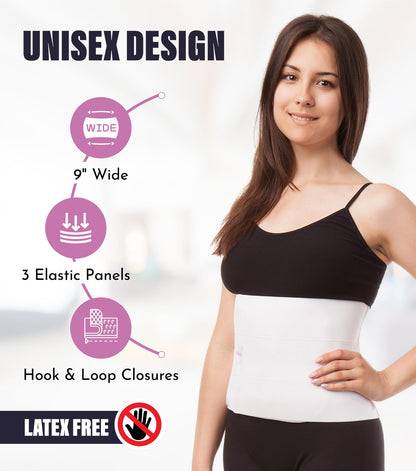 ITA-MED 9” Abdominal Binder for Men & Women - Helps Recover Post-Surgery, Postpartum & Hernia, Made in USA (M)