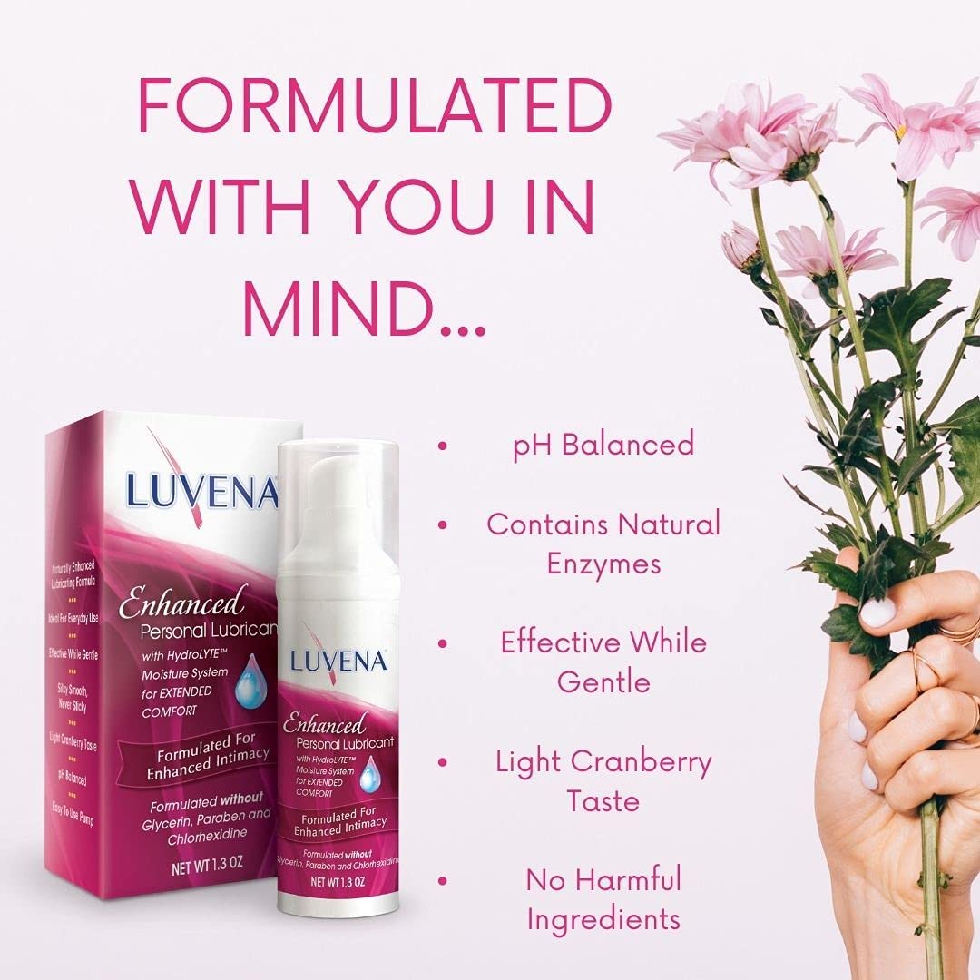 Luvena Lubricant for Women, Relieves Feminine Dryness, Intimate Skin Care & Menopause Support, Moisturizing Lubrication Gel, Non Staining, pH Balanced, Water Based, Paraben & Glycerin Free (2 Pack)