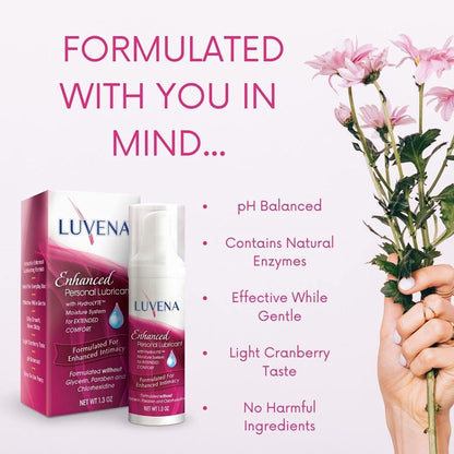 Luvena Lubricant for Women, Relieves Feminine Dryness, Intimate Skin Care & Menopause Support, Moisturizing Lubrication Gel, Non Staining, pH Balanced, Water Based, Paraben & Glycerin Free (2 Pack)