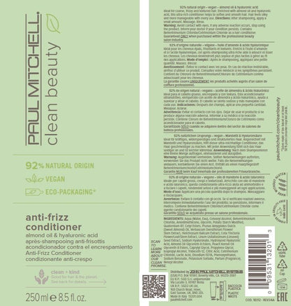 Paul Mitchell Clean Beauty Anti-Frizz Conditioner Ultra-Rich Formula Improves Elasticity For Textured Frizz-Prone Hair