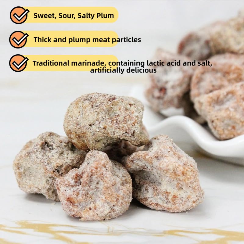 Taiwanese-Style Preserved Plums - 17.6oz (500g) | Tart & Tangy Salty-Sweet Flavor | Perfect for Tea, Cocktails & Cooking