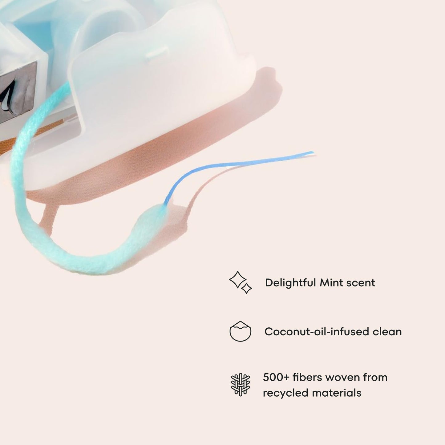 CocoPlush Floss Threaders by Cocolab, Expanding Woven Floss with Built-in Threader for Braces, Implants and Bridges, Coconut Oil Infused, Mint Scent, 30 Count, 1 Pack