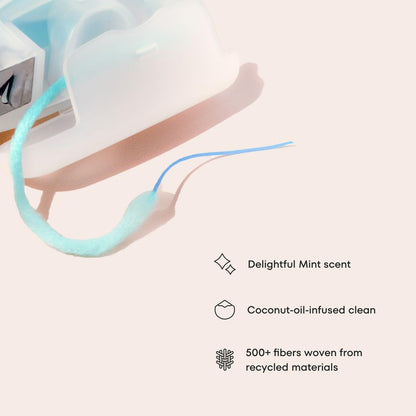 CocoPlush Floss Threaders by Cocolab, Expanding Woven Floss with Built-in Threader for Braces, Implants and Bridges, Coconut Oil Infused, Mint Scent, 30 Count, 1 Pack