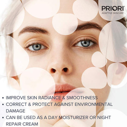 PRIORI Skincare Moisturizing Creme with CoQ10 Advanced Age Defying Hydrating Face Cream for Women and Men 24 Hr Moisturizer Lactic Acid, Retinol, Antioxidant Protection 1.7 fl oz