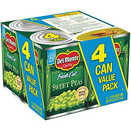 Del Monte Canned Fresh Cut Sweet Peas, 15 Ounce (Pack of 4)