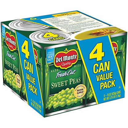 Del Monte Canned Fresh Cut Sweet Peas, 15 Ounce (Pack of 4)