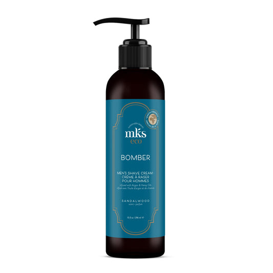 MKS eco for Men Bomber Shave Cream, Sandalwood Scent - 10 oz - Softens Beard to Reduce Resistance & Irritation, Moisturizes Skin - With Hemp Seed & Argan Oils - Vegan, Cruelty Free