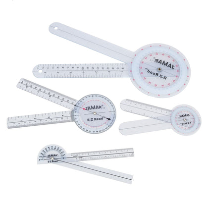 Jamar EZ Read 6.75" (17cm) Goniometer, Easy to Read Manual Hand and Finger Range of Motion Tool for Angle Measuring, Transparent Protractor for Accurate Measuring, Inch & Centimeter Linear Measurement