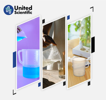United Scientific™ Polypropylene Pitchers 81124 | Polypropylene Short Form Pitchers | 3000ml Capacity | 100ml Graduations| Beakers with handle spout | 3000ML (Pack of 6)