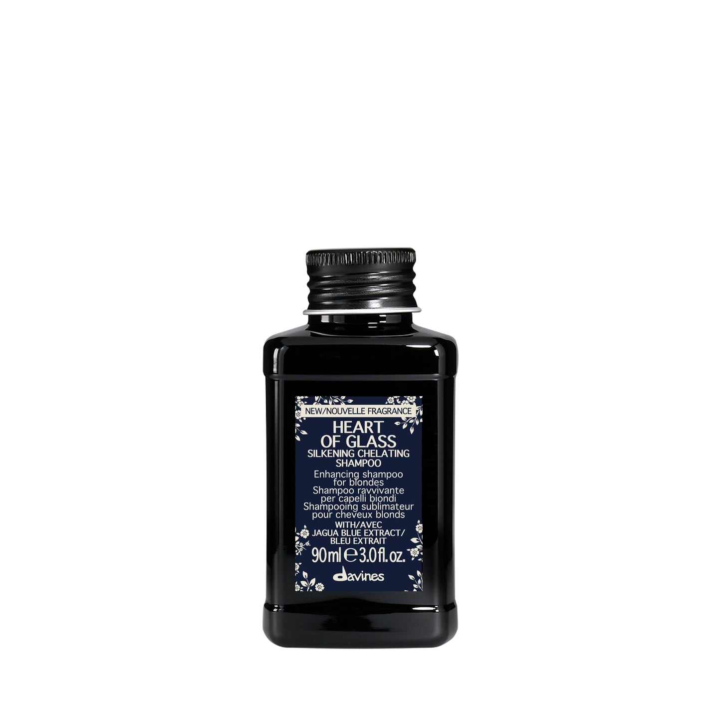 Davines Heart of Glass Silkening Shampoo, Enhancing Blue Shampoo for Blonde & Silver Hair - Gentle Cleanser with Jagua Blue Extract Balances Tones, Illuminates & Nourishes Weightlessly