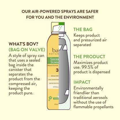 Babo Botanicals Sheer Zinc Continuous Sunscreen Spray SPF30 - Natural Zinc Oxide - Extra Sensitive Skin - Water Resistant - Vegan - Fragrance-Free - Air-Powered Spray - For all ages