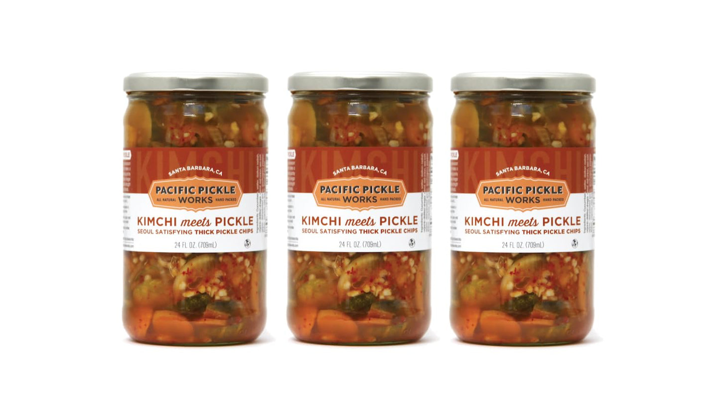 Pacific Pickle Works - Kimchi meets Pickle - Seoul Satisfying Thick Pickle Chips, 24 Fl Oz (Pack of 3)