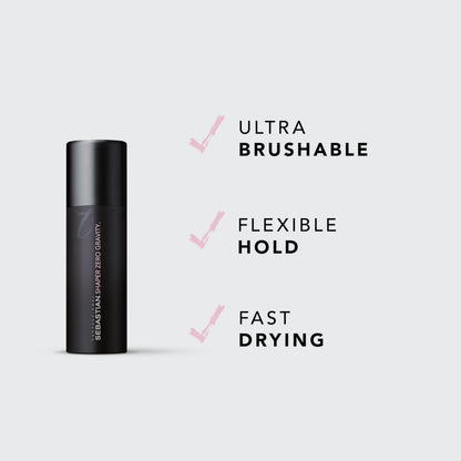 Sebastian Professional Shaper Zero Gravity Lightweight Hairspray | Brushable Lightweight, Flexible Hold | Fast Drying for Styling | For All Hair Types