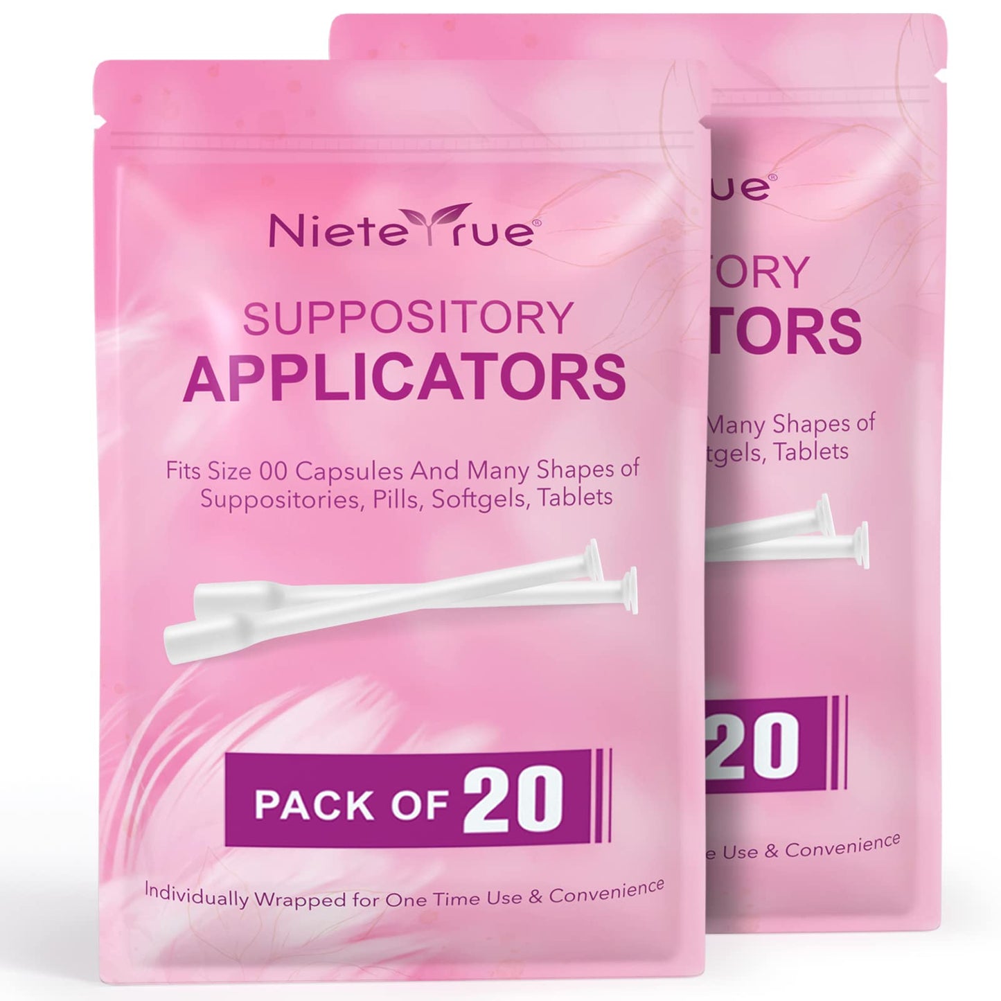 (40 Packs) Disposable Vaginial Applicators Individually Wrapped Hygienic Fit to Size 00 Cap-sules and Many Shapes of Suppositories, Tablets Feminine Care Applicators from