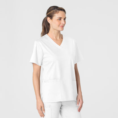 WonderWink Women's Plus-Size Wonderwork V-Neck Scrub Top, White, 3X-Large