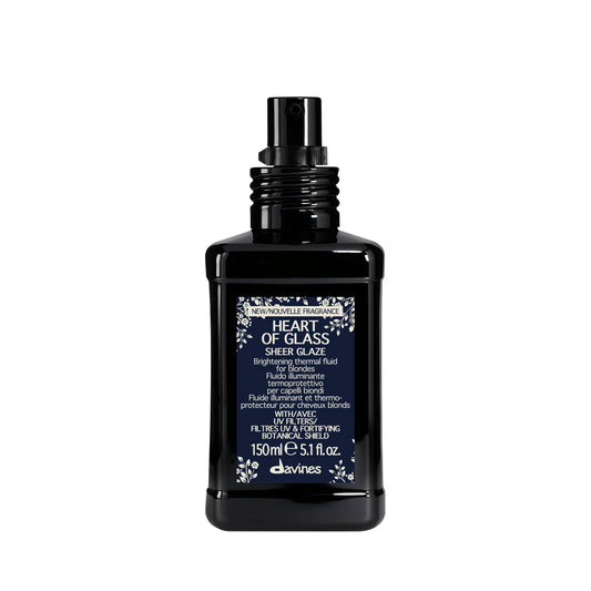 Davines Heart of Glass Sheer Glaze, Brightening Thermal Leave-In Fluid for Blonde Hair - Hydrates, Protects from UV/Heat & Adds Shine with Fortifying Botanical Shield, 5.07 Fl Oz