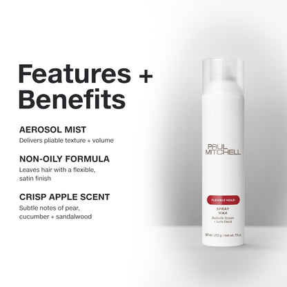 Paul Mitchell Spray Wax, Pliable Texture, Satin Finish, For All Hair Types Especially Fine to Medium