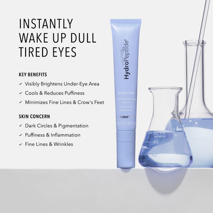 HydroPeptide Vital Eyes, Instant Awakening Serum, Cooling Rollerball Under Eye Moisturizer 0.5 Ounce