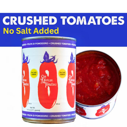 SMT SAN MERICAN TOMATO - No Salt Added Crushed Canned Tomatoes - 14.5 Ounce (Pack of 6) - USA Grown