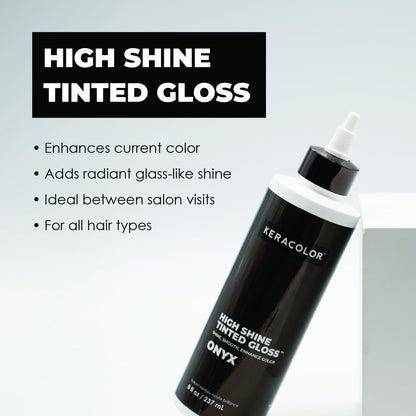 Keracolor High Shine Tinted Hair Gloss, In-Shower Hair Glaze, Sheer Color-Enhancing Glossing Treatment, Onyx, 8 Fl Oz