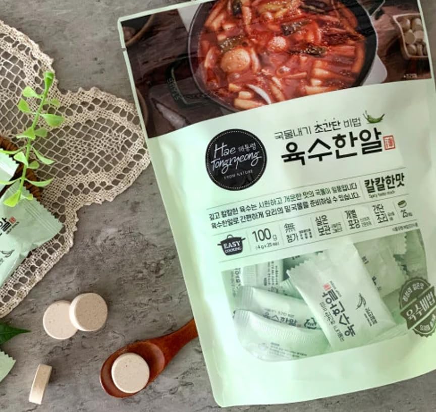 HAE TONGRYEONG FROM NATURE YOOK SOO HAN AHL Freeze-dried, Deep Taste Coin Stock 100g(4g x 25pcs, 0.22lb, 3.52oz), Korean Broth, Soup base, 육수한알 (1, spicy)