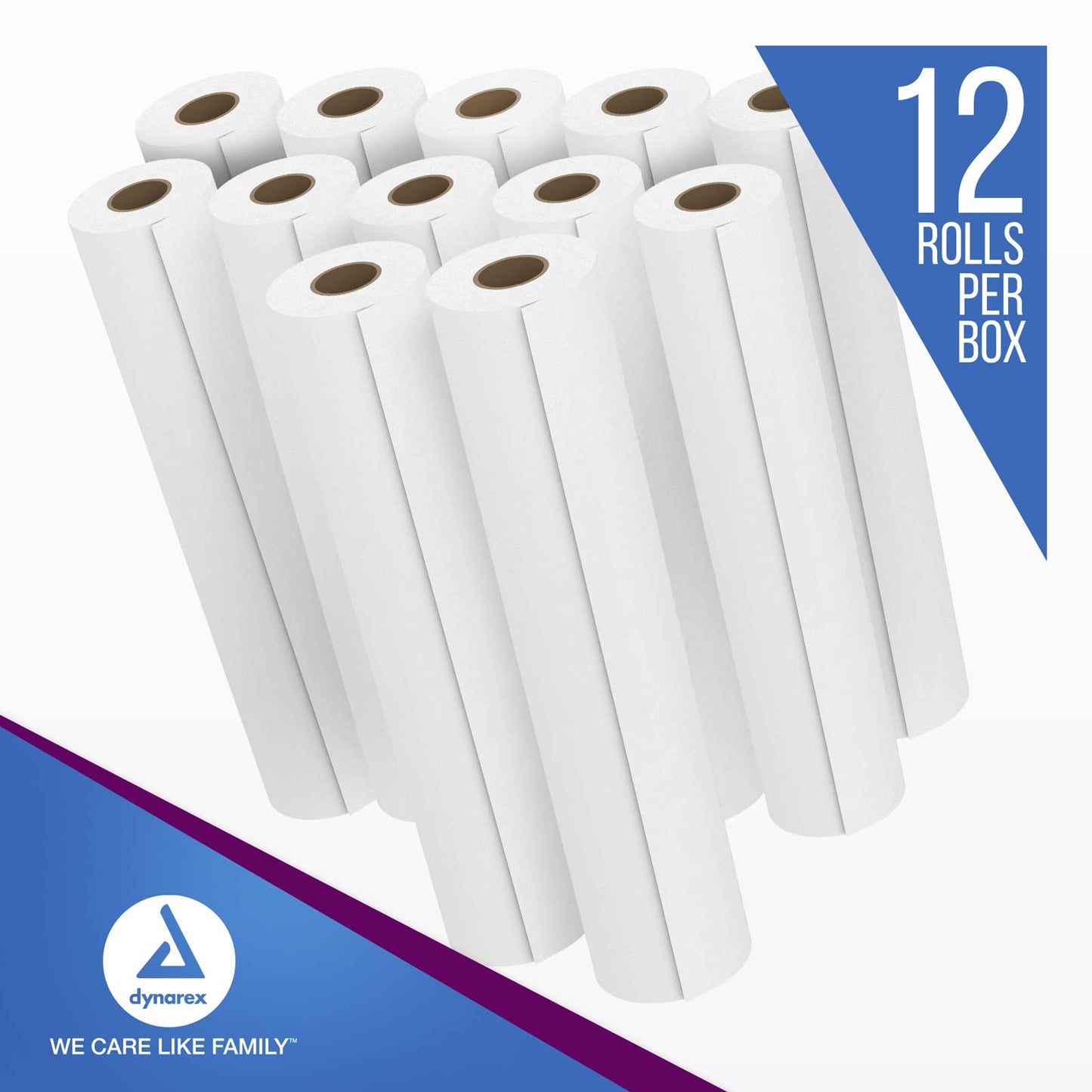 New Dynarex Table Paper, High-Quality Exam Table Paper, Used in Medical, Massage, and Chiropractic Tables to Protect Patients, 1 Case of 12 Papers (18" x 225', Smooth)