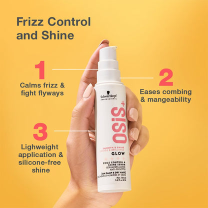 OSiS+ Glow Anti-Frizz Shine Serum - Lightweight Heat Protection & Frizz Control for All Hair Types