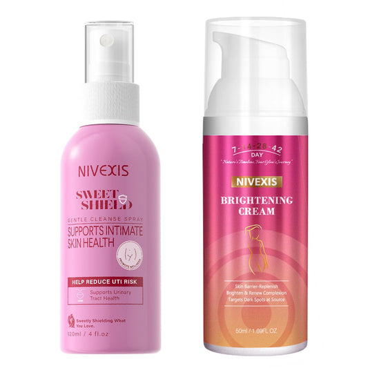 Intimate Care & Brightening System: pH-Balanced Hypochlorous Acid Cleansing Spray (4 fl oz) & Dark Spot Lightening Cream – Complete Hygiene, Odor Control, and Skin Tone Correction Duo