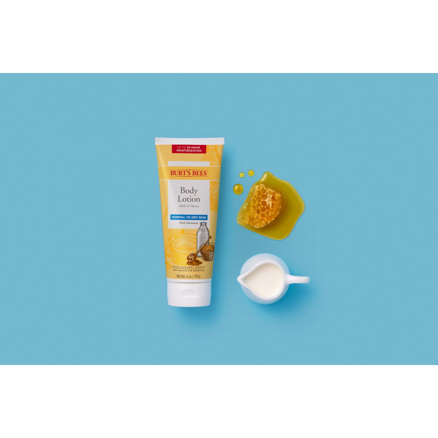 Burt’s Bees Body Lotion for Normal to Dry Skin with Milk & Honey, 6 Oz (Package May Vary)