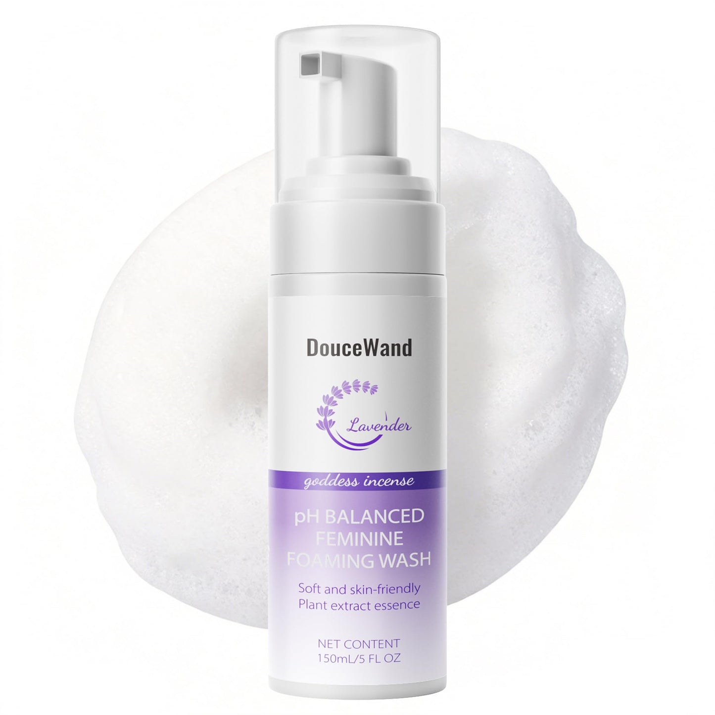 Feminine Foam Wash - pH Balanced Intimate Cleanser with Prebiotic Agave, Peony & Aloe. Soothing Odor Control & Daily Freshness for Sensitive Skin. Lavender Scent, 5 fl oz