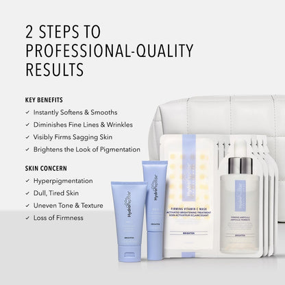 HydroPeptide Positively Glowing Peptide Powered Skin Illuminating Kit, Polish & Plump Face Peel Set (30ml & 50ml) & Vitamin C Mask Sachets (x4)