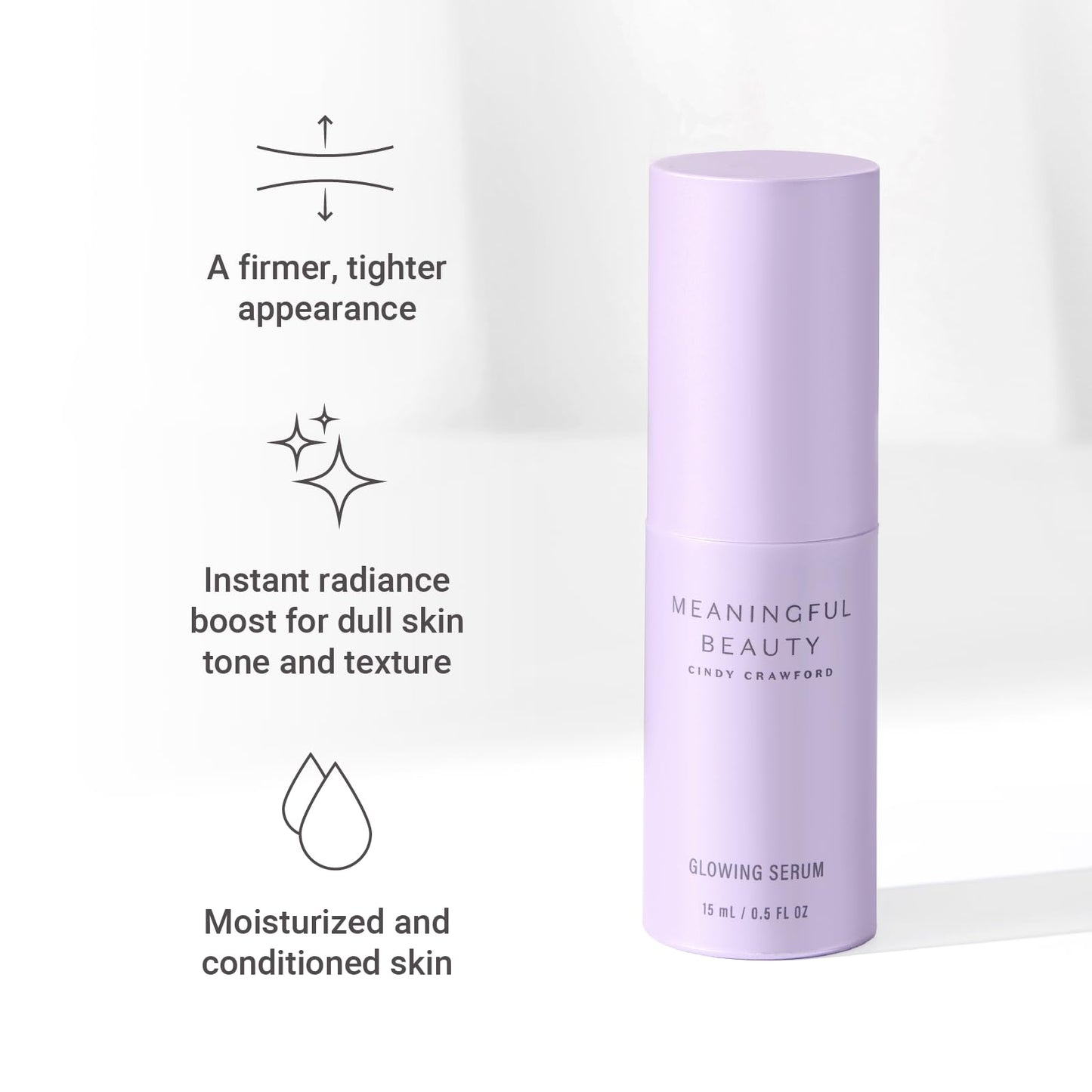 Meaningful Beauty Glowing Serum, Daily Skin Care for Women, Lightweight Hydrating Face Serum, Anti-Aging Formula with Melon Leaf Stem Cell Technology & Vitamin C, Travel Ready, 0.5 Oz