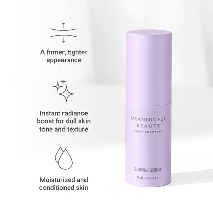 Meaningful Beauty Glowing Serum, Daily Skin Care for Women, Lightweight Hydrating Face Serum, Anti-Aging Formula with Melon Leaf Stem Cell Technology & Vitamin C, Travel Ready, 0.5 Oz
