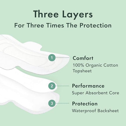 Rael, Organic Cotton Cover Pads, Regular, 14 Count