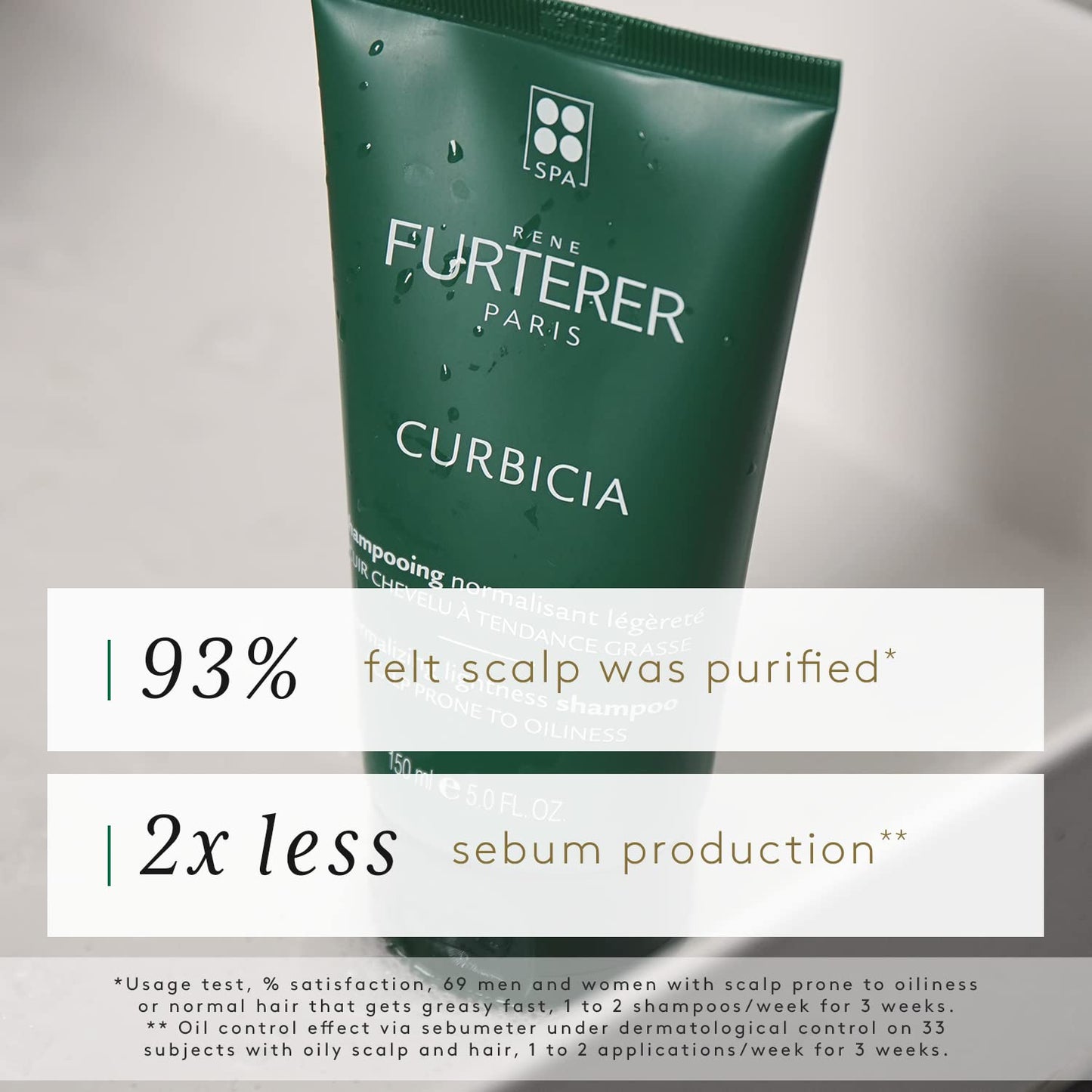 Rene Furterer CURBICIA Purifying Lightness Shampoo - For Oily-Prone Scalp - Sebum Control - 5 fl. oz.